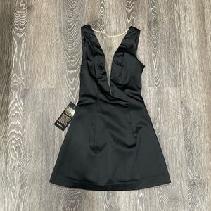 Bebe tulle low back satin dress